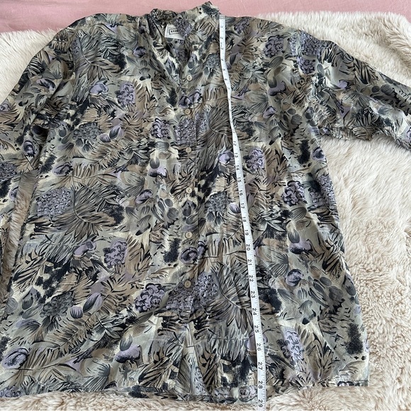 VINTAGE EVIDENCE 100% SILK PATTERNED  BLOUSE - M - Picture 14 of 16